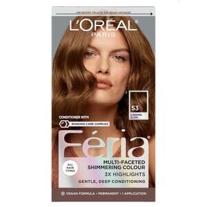 NIB L'OREAL PARIS FERIA SHIMMERING COLOR PERMANENT, CARAMEL GLOW #53